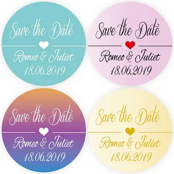 

DouxArt 100 Pieces Save the Date Customized Stickers, 4cm Colourful Wedding Baptism Communion Favors Party Labels Gifts Seals