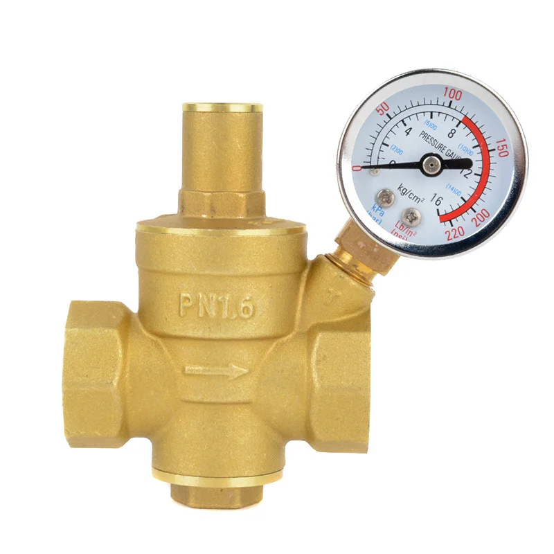 

PN1.6 Water Pressure Reducer DN20 3/4" Brass Adjustable Pressure Regulator Reducing Maintaining Valve with Gauge Meter 85*63mm