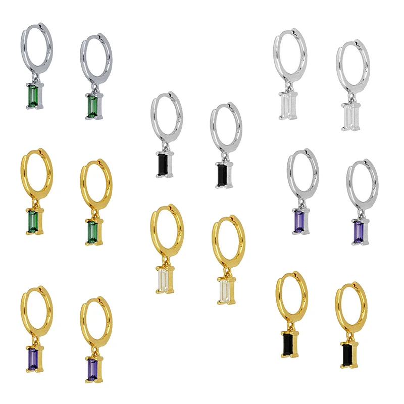 Canner-pendientes colgantes geométricos de circón para mujer, de Plata de Ley 925 auténtica, Huggies, pendientes de círculo, joyería fina