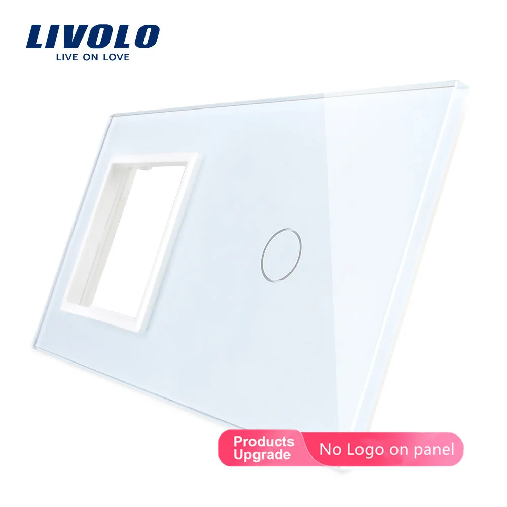 Livolo жемчужный кристалл стекло, 151 мм* 80 мм, стандарт ЕС, 1 рамки и 1 Gang стекло панель, VL-C7-SR/C1-11(4 цвета - Цвет: White-No logo