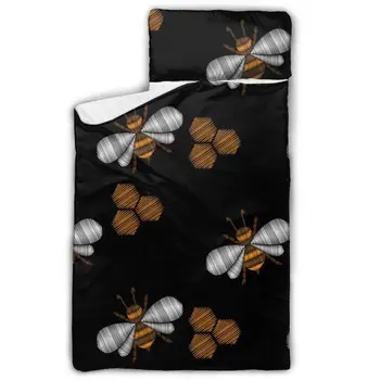 

Little Honey Bee Nap Mat with blanket and Pillow for Toddler Baby Girls Portable Rolled Travel Blanket