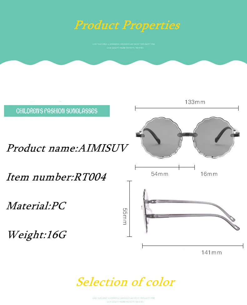 AIMISUV Fashion Sunglasses for children flowers frame lovely one piece sunglasses Girls Trendy Gradient Eyeglasses UV400 Gafas