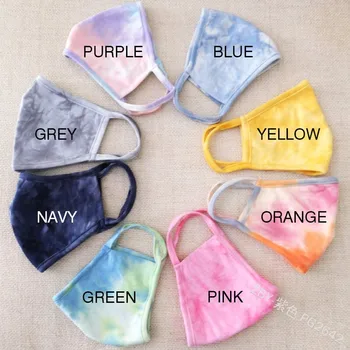

8pc Tie-dye Face Mask Fashion Printing Breathable Fabric Facial Mask Protection Mouth Caps Washable Reusable Mascarillas#YL5