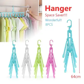 

8pcs Clothes Hanger Organizer Space Saving Hanger Multi-function Folding Magic Hanger Telescopic Drying Racks Clothes Storage