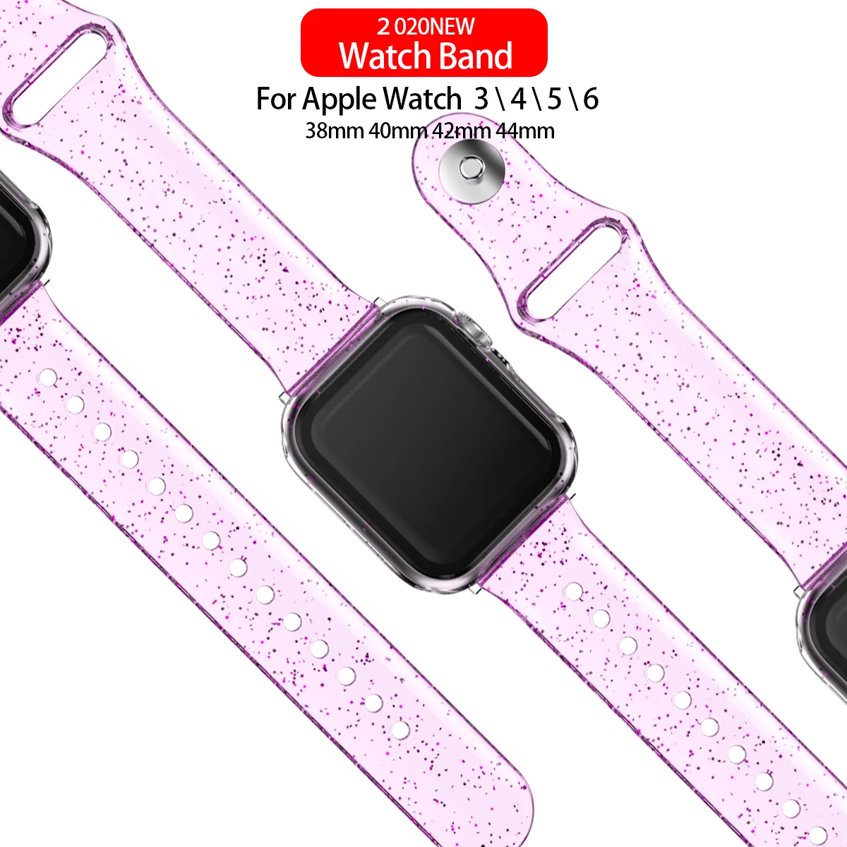 Soft Silicone Bands for Apple Watch Strap 45mm 41mm 44mm 40mm42mm38mm Glitter Women Sports Wristband for iWatch 7/6/5/4/3/2/1/SE