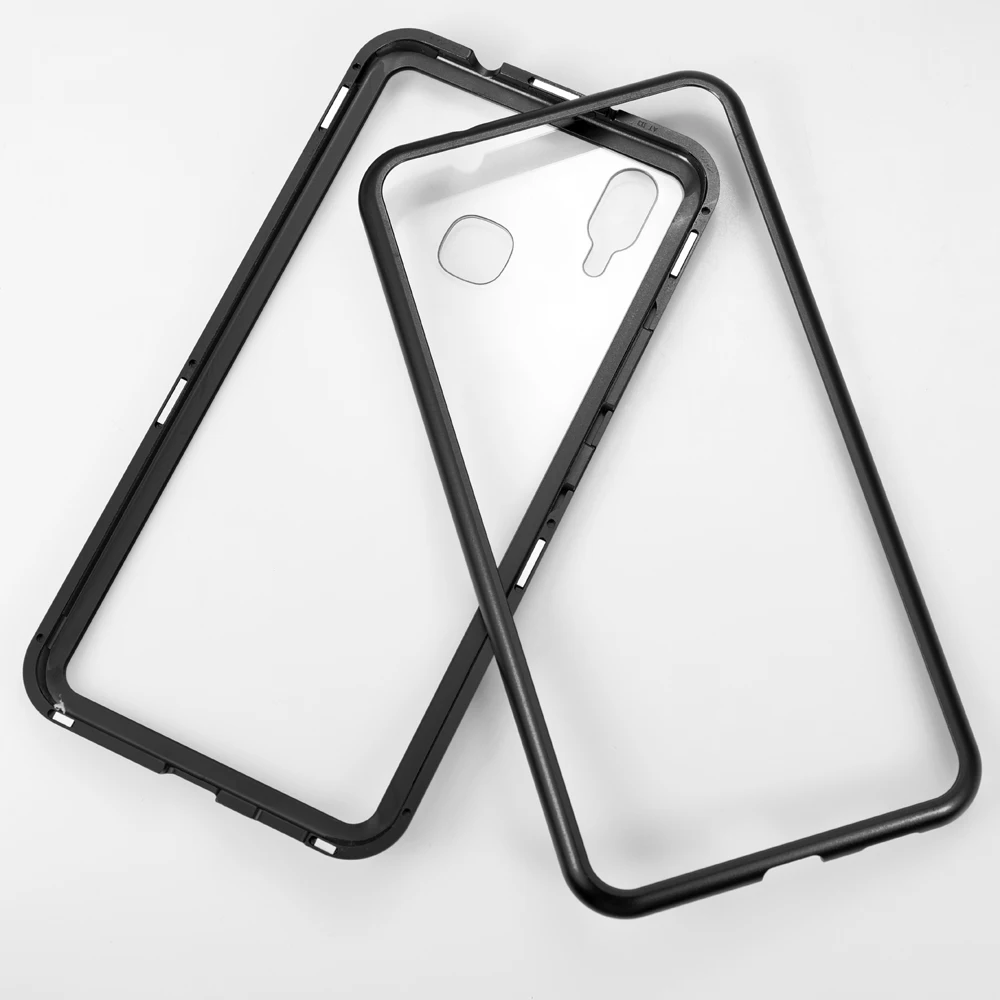 Metal-rimmed Mobile Phone Case Hardened Glass Magnetic Adsorption Protection Smartphone Cover Aluminum Frame Cases for VIVO X21