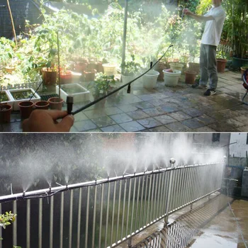 

10M Greenhouse Atomizing Nozzle Irrigation Kit Dust Removal Built-in Filter Humidification Flower Watering Garden Tools