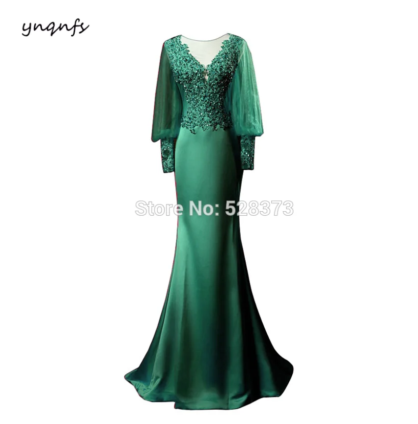 YNQNFS, настоящая Esmeralda verde Madre de la novia, vestidos largos trajes de sirena de noche, Vestido, официальное Vestido de Festa, Longo
