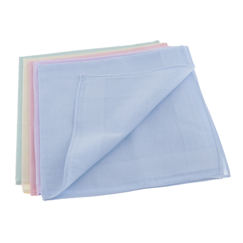 5pcs 100% Cotton Child DIY Blank Handkerchiefs Bridal Party Adult Hankie Kerchiefs Hanky Pure color Without Picture Handkerchief