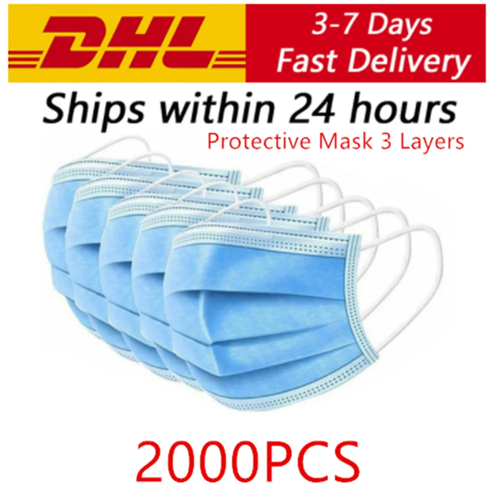 

3 Laye Anti-Pollution Mask dust protection Masks Disposable Face Masks Elastic Ear Loop Disposable Dust Filter Mask DHL Shipping