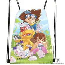 Custom digimon(31) походная сумка на шнурке милый рюкзак для детей(черная спинка) 31x40 см# 180612-03-digimon