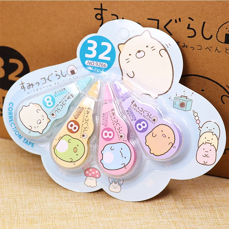 4 pcs/set Cute Kawaii Animal Correction Tape Novelty Schoo Office White Out Corrector Student Kids Gifts Stationery Supplies