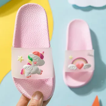 

2020 Unicorn Shoes Slippers For Boy Girl Rainbow Shoes Summer Toddler Animal Kids Indoor Baby Slippers Pvc Cartoon Kids Slippers