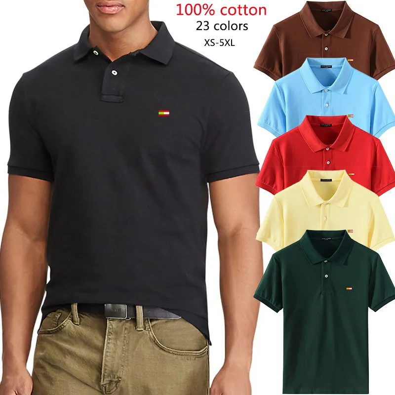 Polos de manga corta de algodón 2021 para hombre, camisas de negocios informales de Color sólido, ropa de moda, XS-5XL, alta calidad, verano, 100%