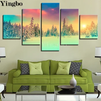 

5 pcs DIY Diamond Painting Winter forest snow scene Cross Stitch Kit Full Square round Embroidery Rhinestone Pictures Mosaic