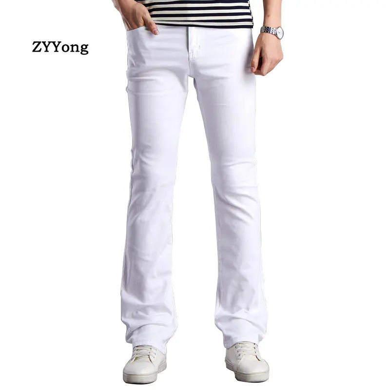 ZYYong Spring New Flared Pants Men's Business Casual Slim Bootcut Flared White Brown Khaki Black Men Trousers Size28-38