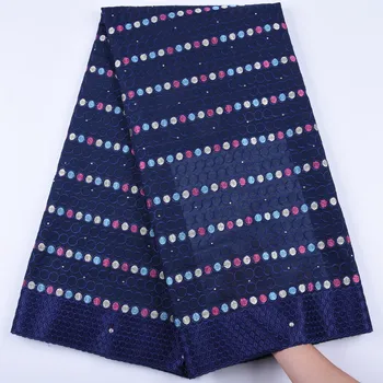 

New Designs Dark Blue African Dry Lace Fabrics 2019 High Quality Lace Stones Dubai Cotton Swiss Voile Laces In Switzerland Y1698
