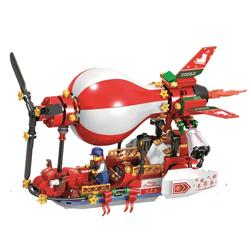 Legoing Christmas City Santa Claus Air Boat 327Pcs Building Blocks Toys For Children Fit for Legoing City Kids Xmas Gifts