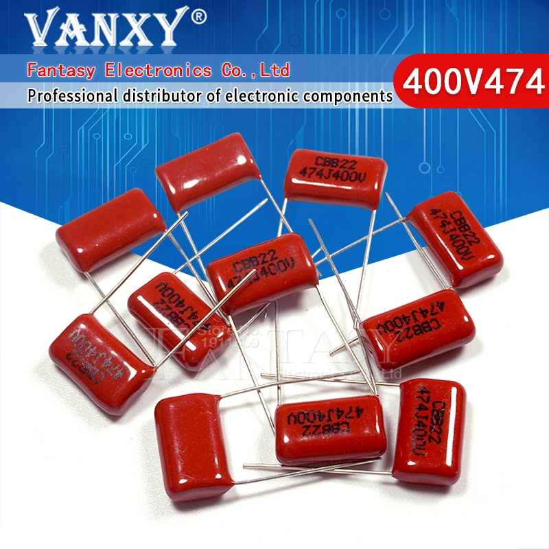 10 шт. 400V474J 0 47 мкФ шаг 15 мм 470NF 400V 474 CBB полипропиленовый пленочный конденсатор с