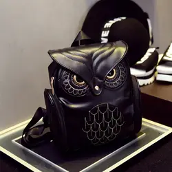 2022 New Women's PU Leather Owl Backpack Cute Cartoon Casual Travel School Shoulder Bag Pretty Shoulder Bookbag