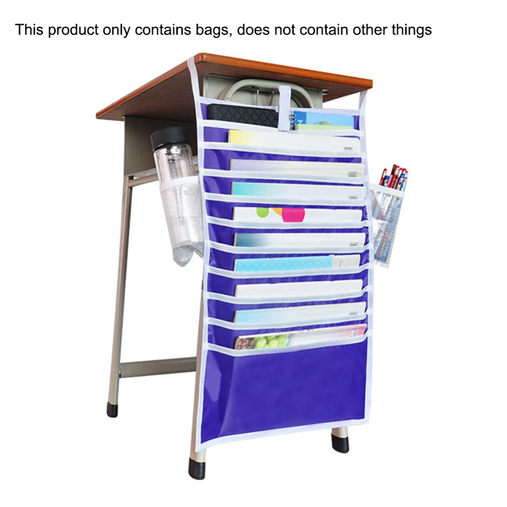

1pcs Desk-Side Mount Hanging Stationery Storage Bag Organizer Adjustable Students Classroom Book File Pens Water Bottle Holder