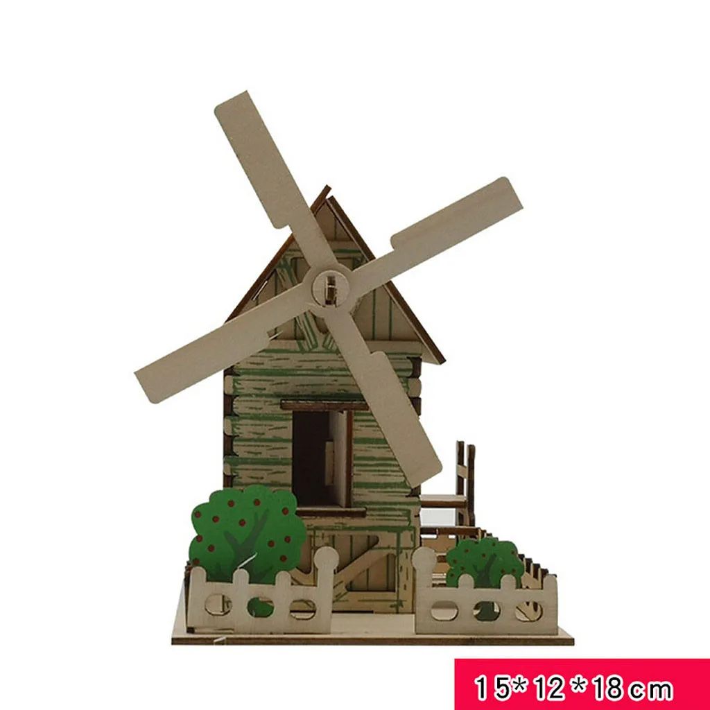 Детские 3D деревянные DIY дома головоломки детский замок строительство шаблон головоломка Красивая 3d головоломка игрушка G1021 - Color: N