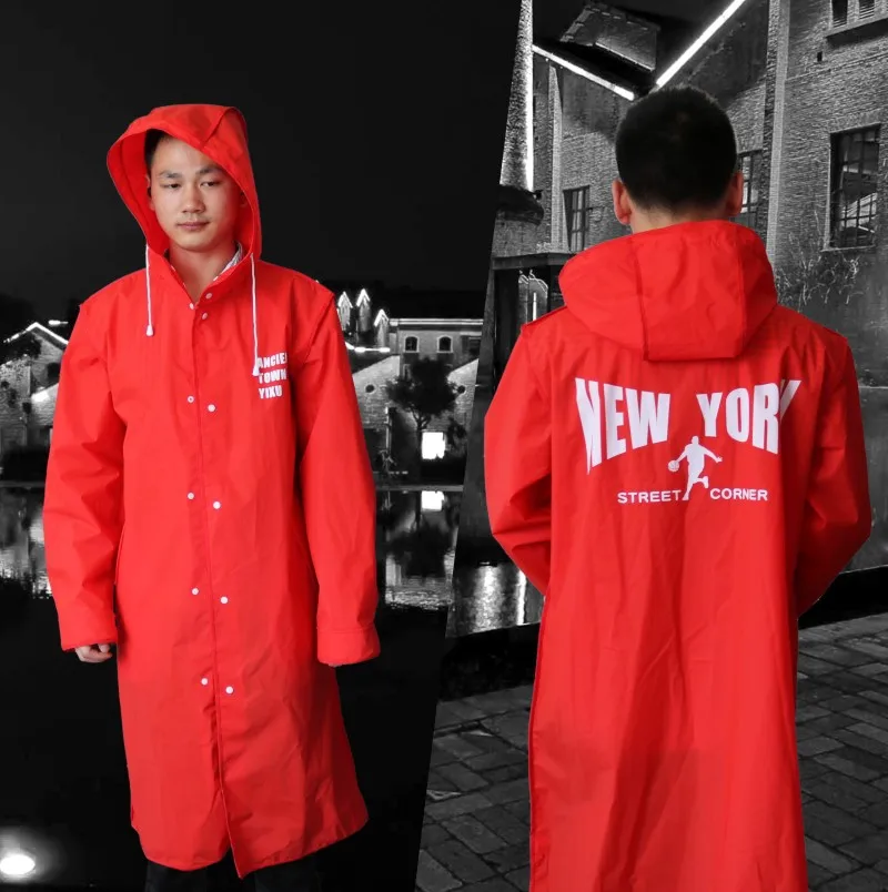 New York - red Открытый EVA походный Мужской плащ модный разнообразный узор ветрозащитная непромокаемая ветровка дышащая облегающая длинная куртка - Цвет: New York - red