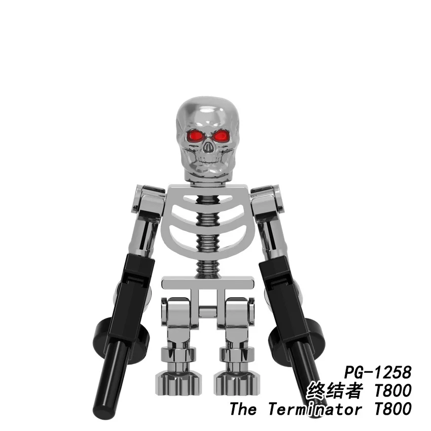 PG1257 Терминатор T800 хром киборг убийца Супер Герои экшн-модель строительные блоки Juguetes для детей