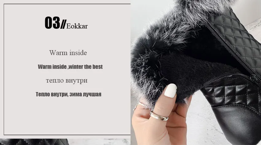 Eokkar/ зимние сапоги размера плюс 45 Женские теплые меховые сапоги на танкетке розовые ботильоны зимняя обувь на платформе черного цвета размеры 34-45
