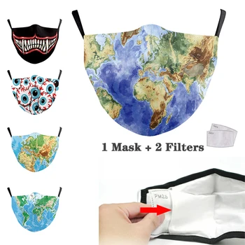 

PM2.5 Filter Cotton Mask Print Face Masks Breathable Mouth Cover Dustproof Anti Pollution Masks Washable and Reusable Facemask