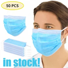 50Pcs Anti-Dust Dustproof Disposable Masks Earloop Face Mouth Masks Facial Protective Cover Masks 3 Layers Mascherine Mascarilla