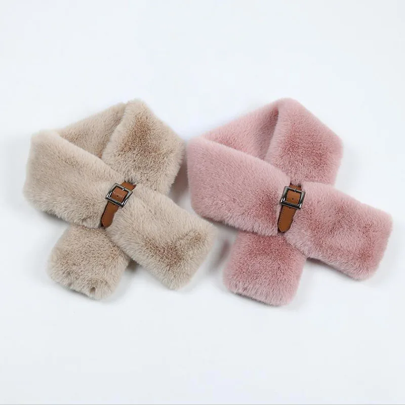 

Winter Women Faux Fur Pashmina Collar Cape Shawl New Crossover Imitated Fur Scarf Warm Belt Buckle Fashion Solid color Hair Imit