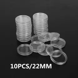 10 шт. для хранения монет применяется прозрачный Круглый Чехол Контейнер для мелочи круглый пластик 22 мм