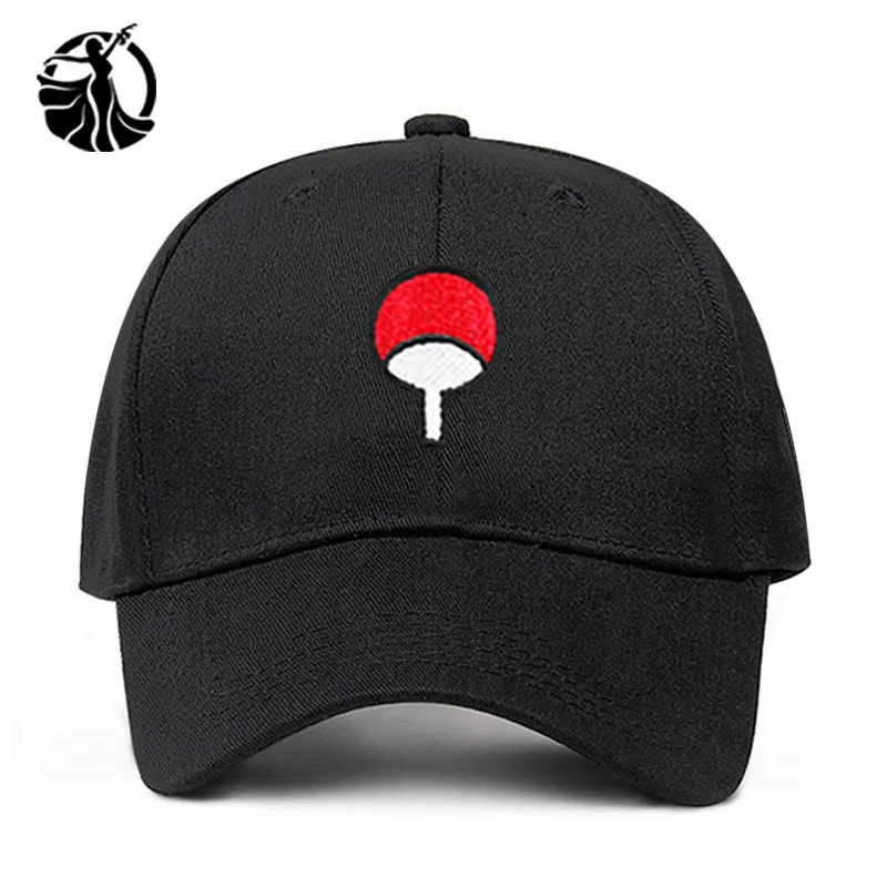 

100% Cotton Japanese Anime Naruto Dad Hat Uchiha Family Logo Embroidery Baseball Caps Black Snapback Hat Hip Hop for Women Men