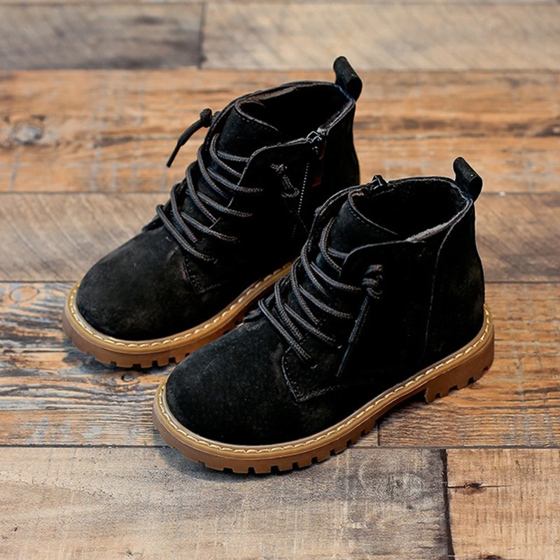 Зимние Детские Ботинки Martin обувь из натуральной кожи и хлопка детская Челси