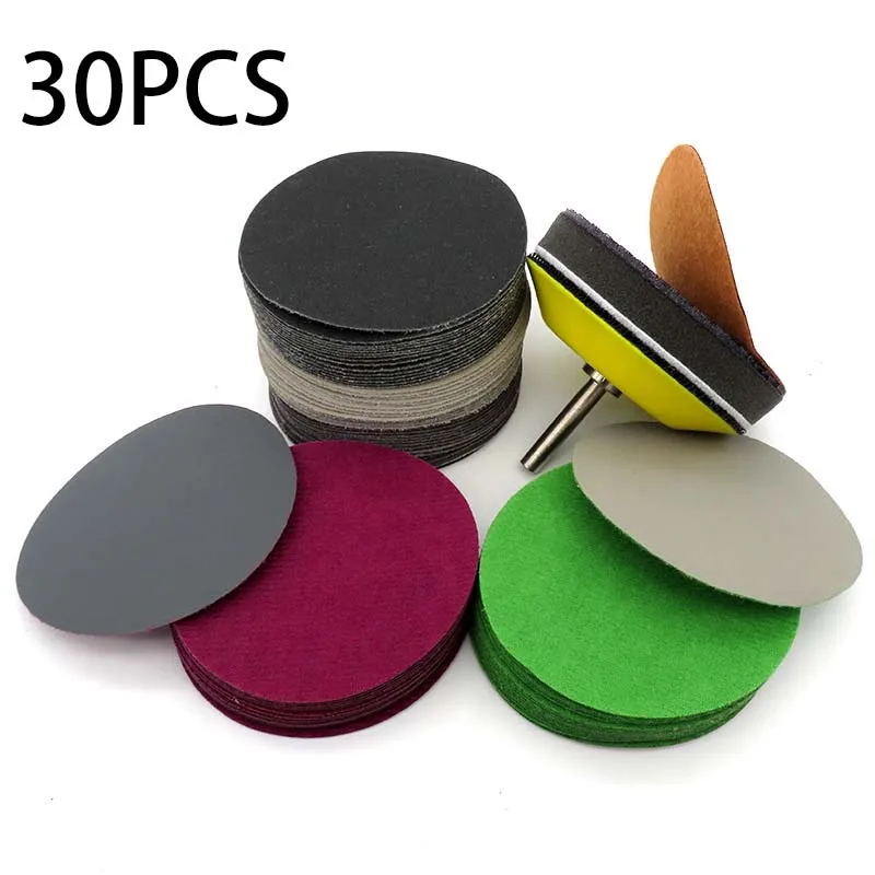 

30pcs Silicon Carbide Sandpapers Hook Loop+Backing Pad 800-5000grit Waterproof