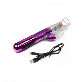 Dual Vibration Wand Butterfly Vibrator USB Rechargeable G-spot Vibrators for Women Sex Toys Dildo Telescopic Rotating Bead Rods 2
