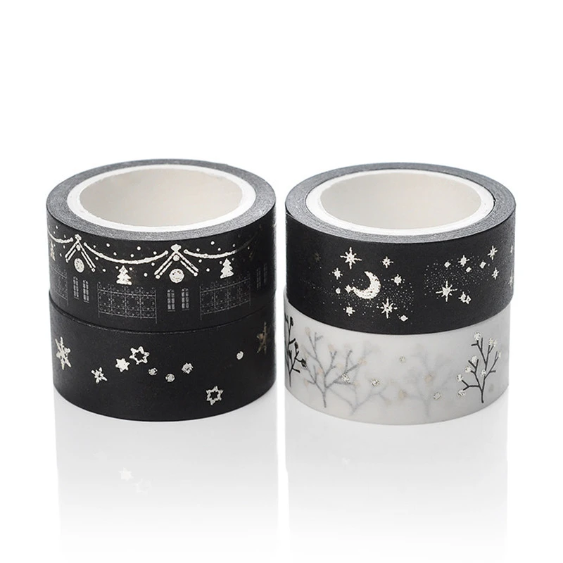 

1PCS Gold Foil Black Moon Stars Washi Tape DIY Scrapbooking Sticker Decorative Masking Tape Stationery Adhesive Tape Papelaria