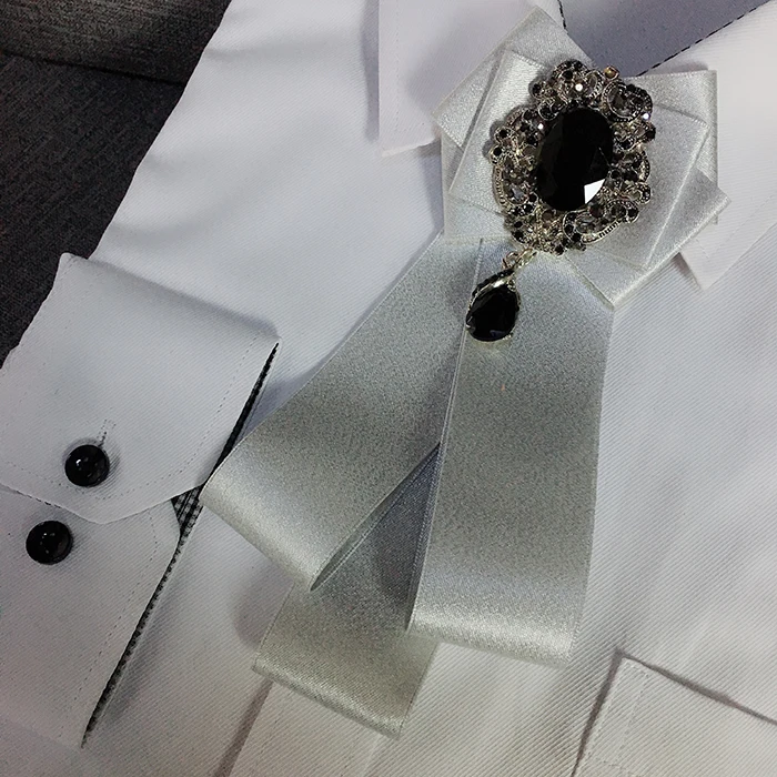 Ribbon Bow Tie Британский женский мужской свитер, рубашка, бант из ленты, галстук-платок, деловые, свадебные, Клубные, вечерние, сплав, стразы, кристалл, галстук-бабочка, формальный галстук - Цвет: Ribbon Bow Tie