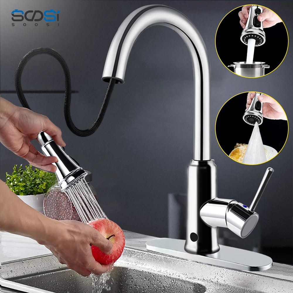 Details about   Touchless Pull Down Kitchen Faucet Smart Sensor Faucet Stainless Steel 
