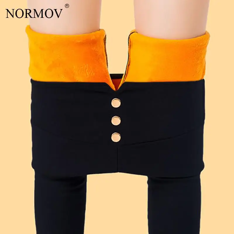 NORMOV, женские, плюс размер, теплые леггинсы, одноцветные, с карманами, плюс бархат, зимние, толстые, леггинсы, длина по щиколотку, штаны, пуш-ап, леггинсы