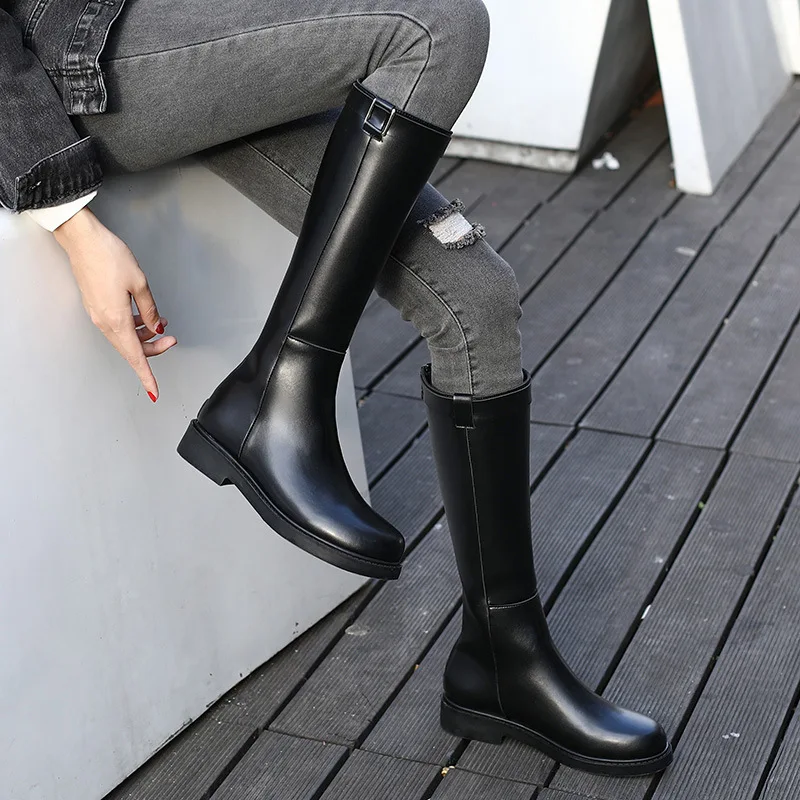 

Boots Children 2019 Autumn And Winter New Style after Zipper Women's Boots Flat Chunky-Heel Boots Knight Boots Factory Price