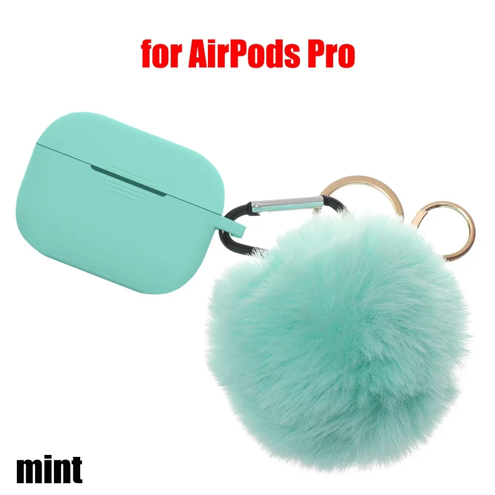 LV for AirPods Pro Модный защитный чехол для Air Pods 1/2, чехол для наушников, силиконовый чехол с защитой от падения, милый меховой шарик, брелок для Airpods/Airpods Pro - Цвет: LV for AirPods Pro