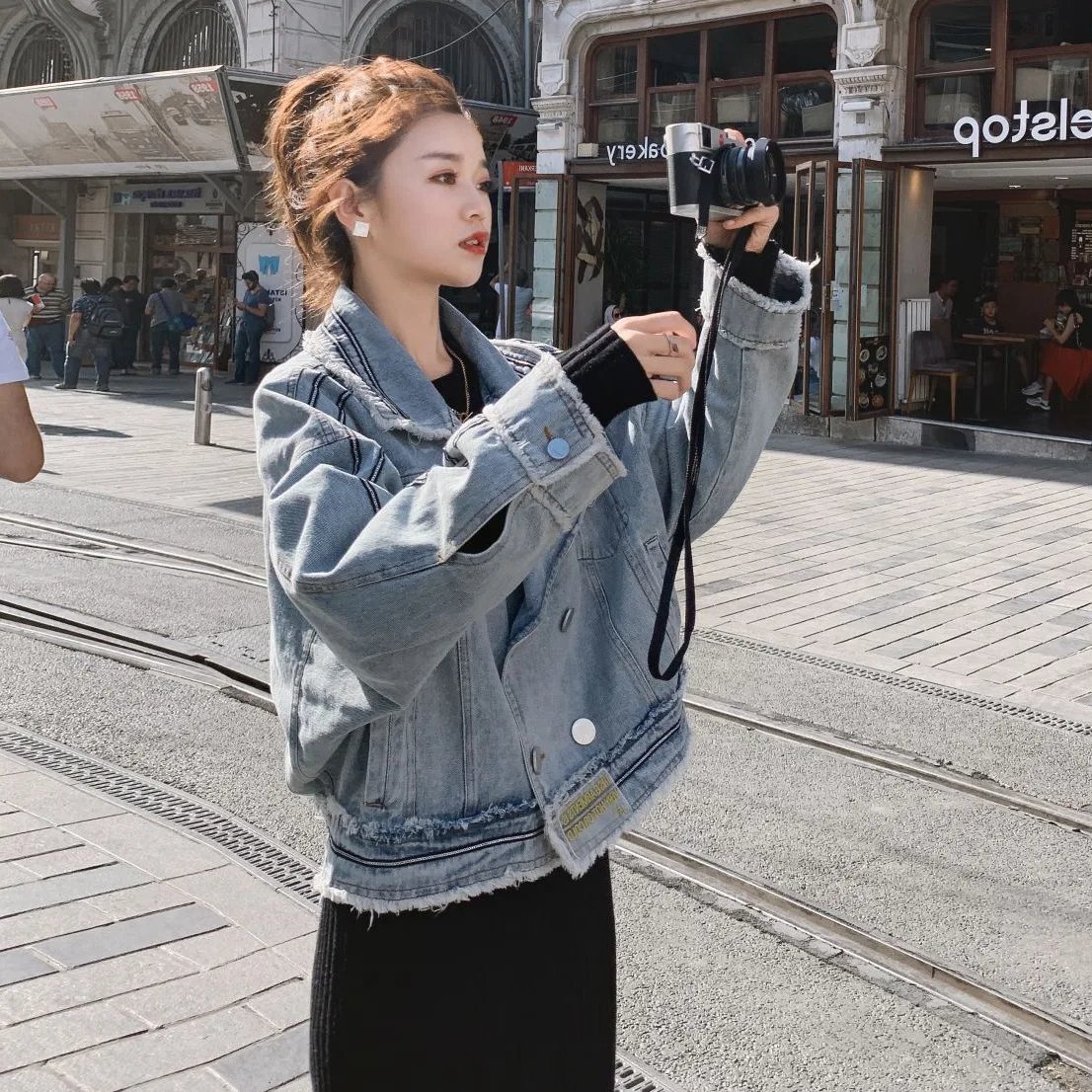 Винтажный обрезанный куртка из денима джинсы женские модные новые осенние chaqueta mujer свободные veste femme женская кофта с капюшоном