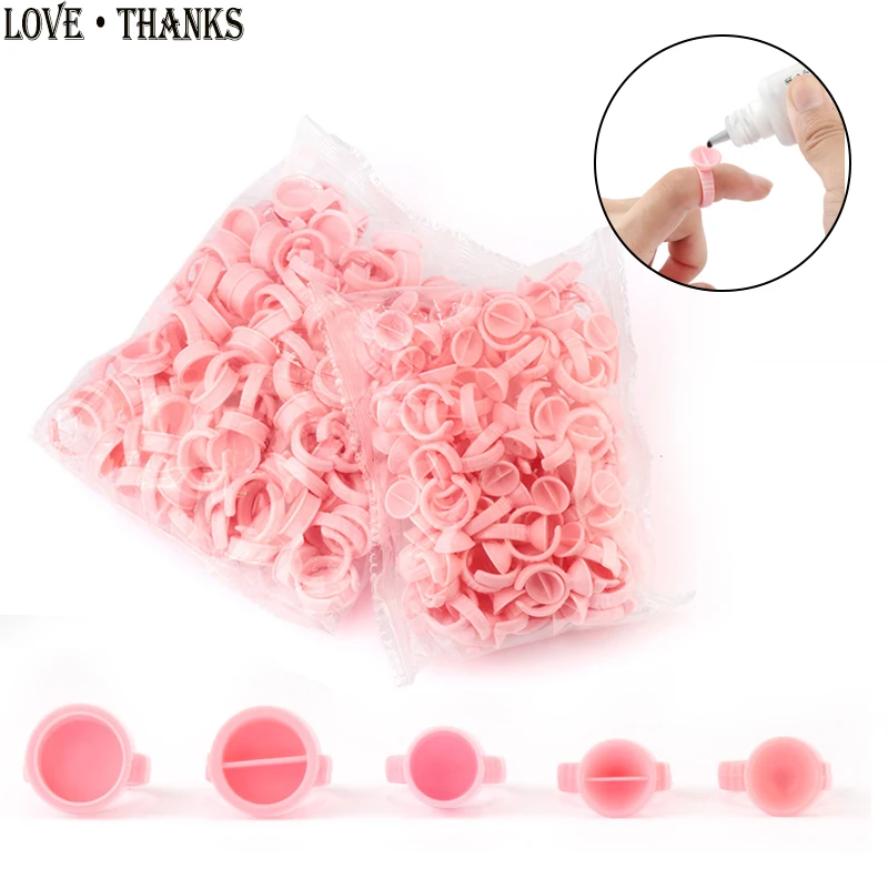 

100pcs Disposable Eyelash Glue Rings Eye Lash Extension Holder Ring Pallet For Tattoo Eyelash Extension Glue Divider Container