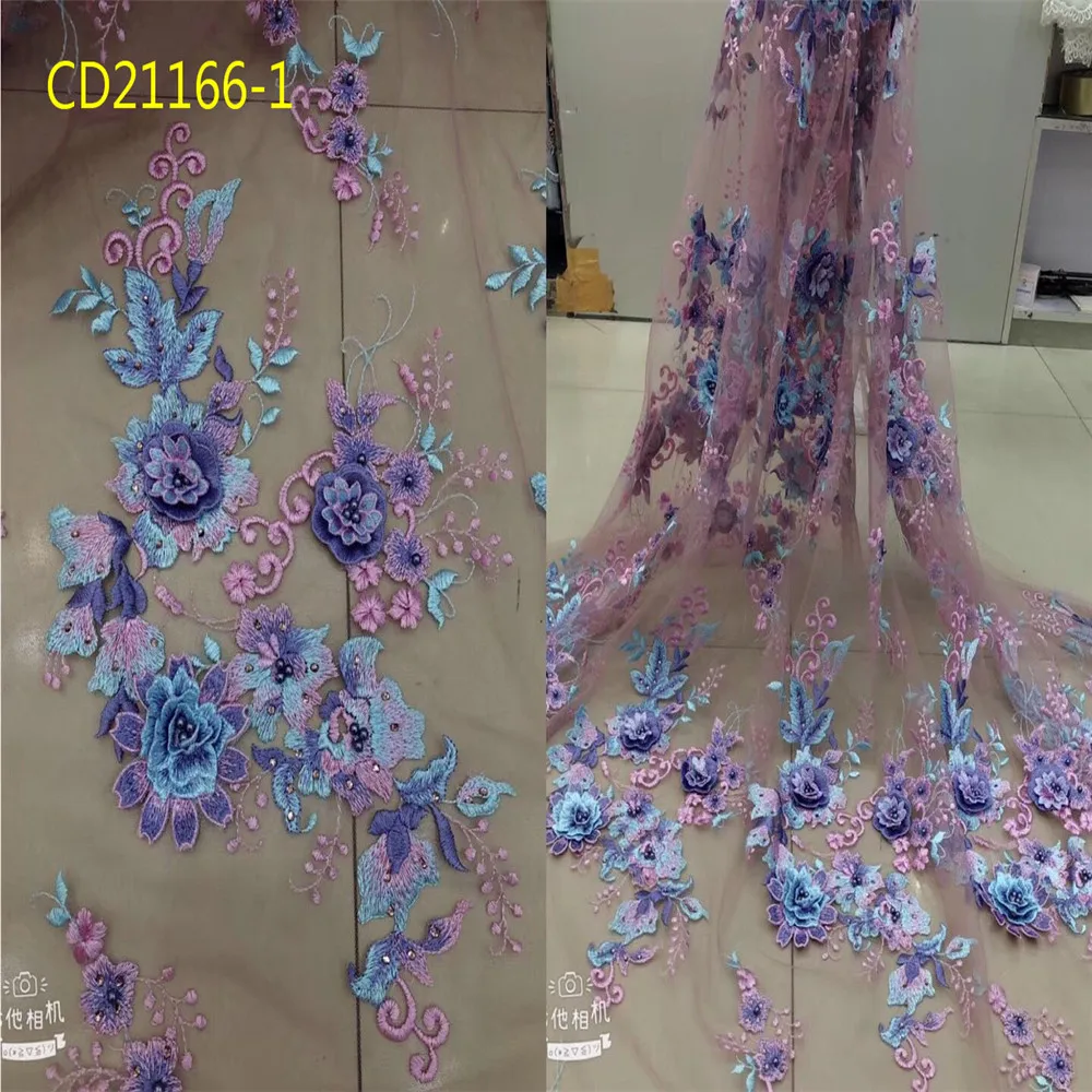 Высокое Качество Италия модное шоу ручной работы вышивка 3d Роза из кружевной ткани 5 ярдов свадебное платье ткань - Цвет: 1