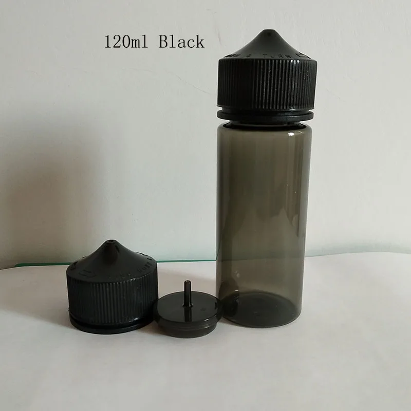 1000 шт пустая бутылка-капельница для домашних животных 10 мл 15 мл 30 мл 60 мл 100 мл 120 мл бутылки для электронных жидкостей с колпачками для электронных сигарет - Цвет: 120ml Black