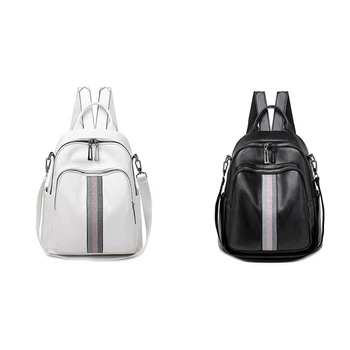 

Backpack PU Leather Waterproof Bag College Style Young Student School Bag Casual Multifunctional Lady Bag