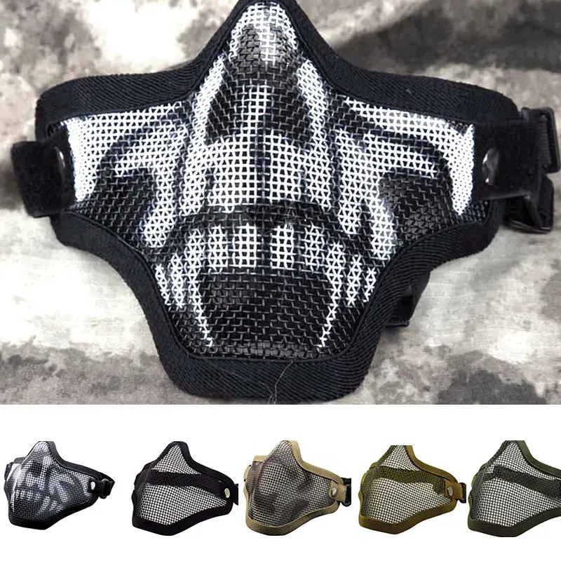 Hunting Accessories Camouflage Net Mask Airsoft Paintball Netting Mask Mesh Tactical Military Accessories Metal Steel Wire