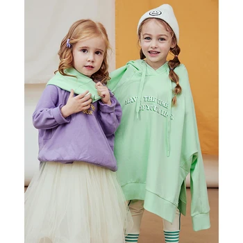 

Mini Bababala Girls hooded sweater 2020 spring and autumn new parent-child clothes foreign children T-shirt children clothing